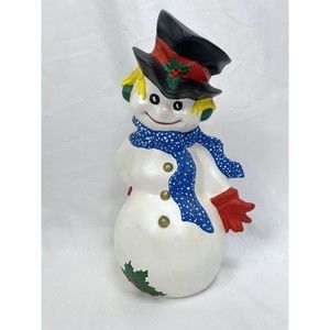 Byron Molds 1971 Snowman Christmas Figure Blue Scarf Red Gloves Not Working 11"